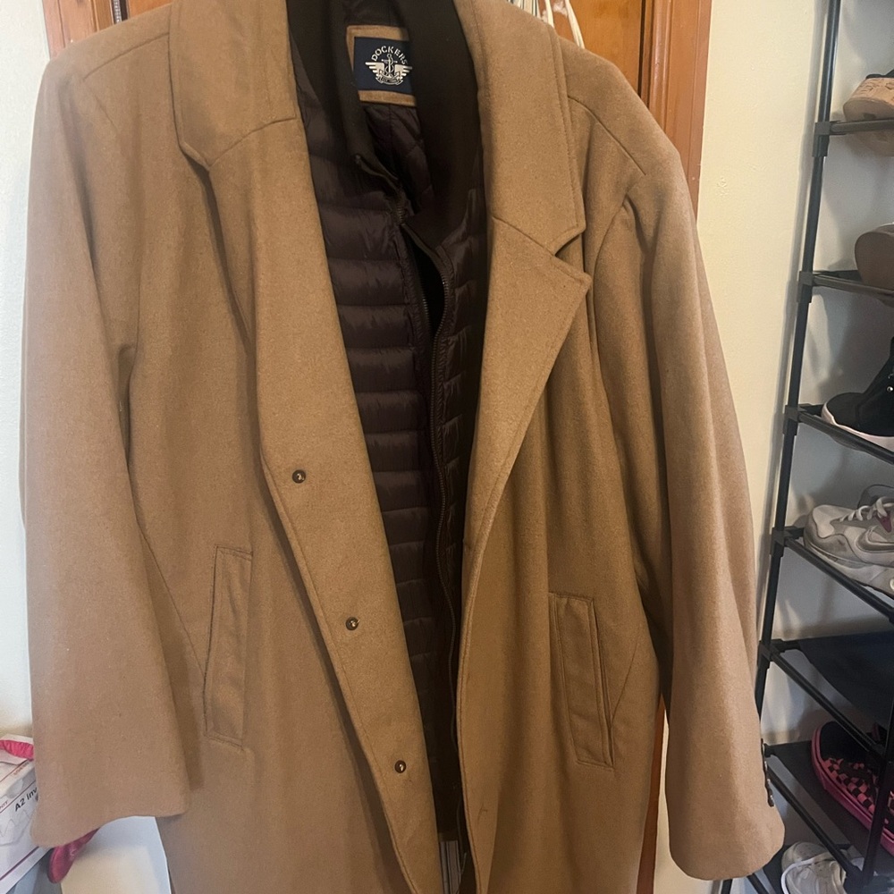 Dockers Tan Trench Coat Classic Wool Blend